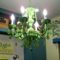 green painted acrylic chandelier