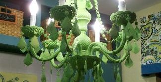 green painted acrylic chandelier