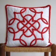 thumbnail--pillow with knitted celtic knot design