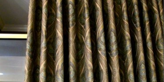 Make your own diy unlined pinch pleated curtains with contrast fabric band