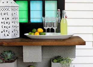 inspiration files--cinder block vertical planter and outdoor bar combo from hunted interior
