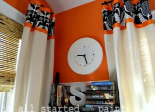 inspiration files--drop cloth curtains with contrast fabric and ribbon detail from it all started with paint
