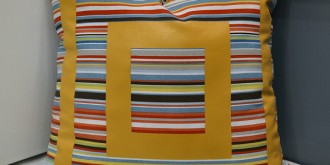 striped pillow with painted detail 1