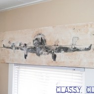 inspiration files--diy rustic wood valance with airplane transfer from classy clutter inspiration files--diy rustic wood valance with airplane transfer from classy clutter