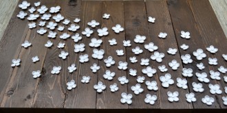 polymer clay flowers and weathered wood artwork 10