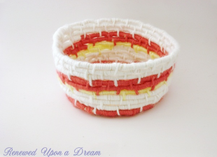inspiration files - yarn wrapped basket from renewed upon a dream blog