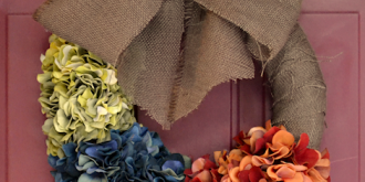 fall color block hydrangea wreath  - thumbnail