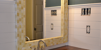Bathroom makeover day 15 - mosaic mirror above the vanity