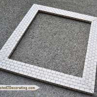 DIY mosaic tile frame made with wood yardsticks