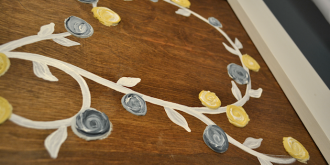 DIY Flower and Vine Artwork Wtih Dimensional Flowers Made From Drywall Mud