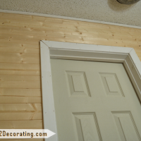 Small bathroom makeover progress - day 3 - wood plank walls