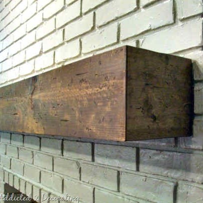 Rough-Hewn Wood DIY Fireplace Mantel