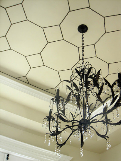 Patterned Ceiling Created With Nailhead Trim