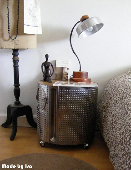 Washing Machine Drum Turned Bedside Table