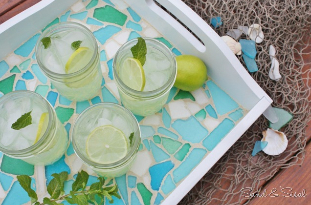 Mosaic Sea Glass Serving Tray