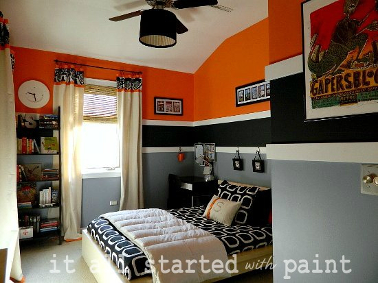 Orange, Black & Gray Boy’s Bedroom