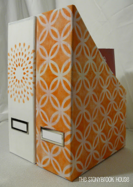 Stenciled Fabric-Covered Magazine Holders