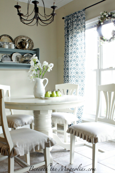Blue And White Breakfast Room Makeover