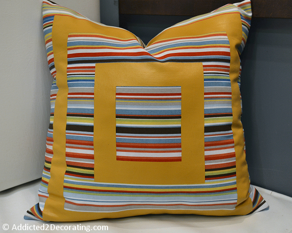 Striped Pillow With Painted Detail