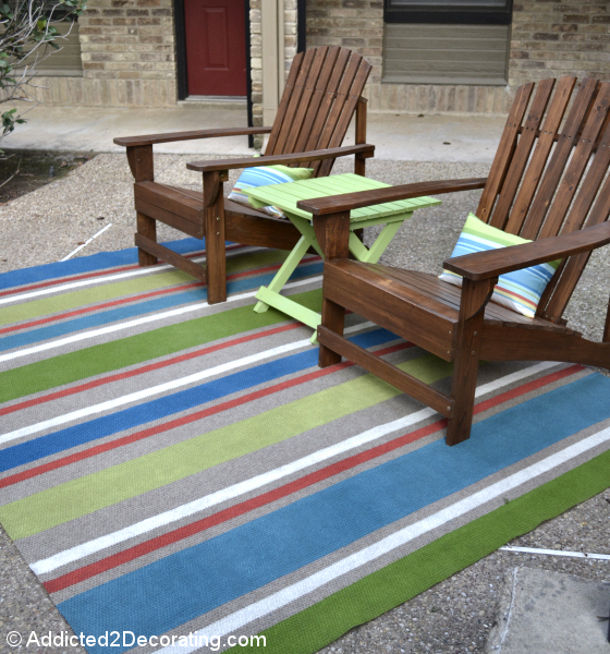 Outdoor rug painted with latex paint