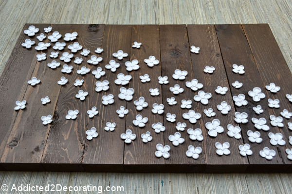 Dimensional Artwork — Polymer Clay Flowers On Weathered Wood