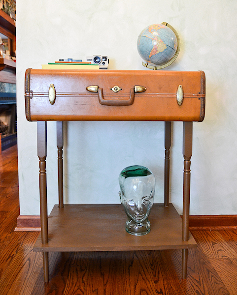 Use an old suitcase to create a unique accent table