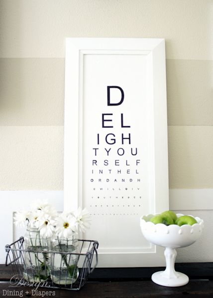 Turn a favorite scripture or quote into artwork that looks like an eye chart from the eye doctor's office