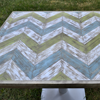 DIY: Chevron Wood Table Top With Distressed Painted Finish