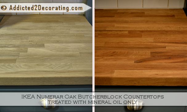 IKEA butcher block with mineral oil finish - before & after