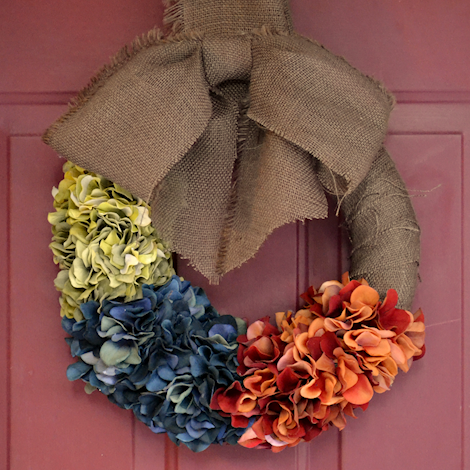 DIY: Super Simple Color Block Fall Hydrangea Wreath