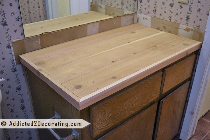 Make a DIY bathroom countertop out of cedar fence boards