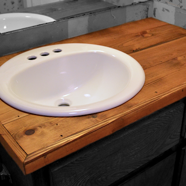 Bathroom Makeover Day 2:  My DIY Bathroom Countertop Made From Cedar Fence Boards