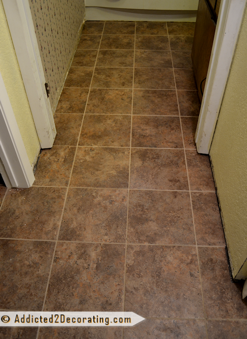 Bathroom makeover - new groutable peel and stick vinyl tile flooring