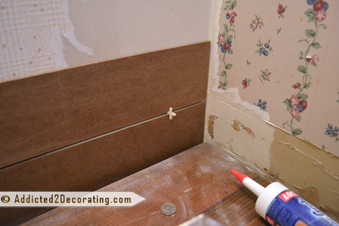 Faux wood plank wall treatment using thin hard board