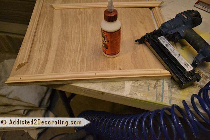 Add trim to cabinet doors