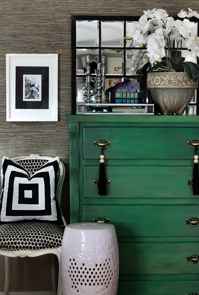 green painted chest of drawers
