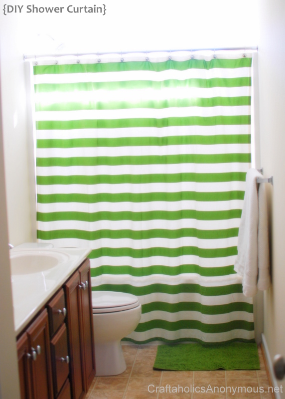 DIY horizontal stripe shower curtain from Craftaholics Anonymous blog