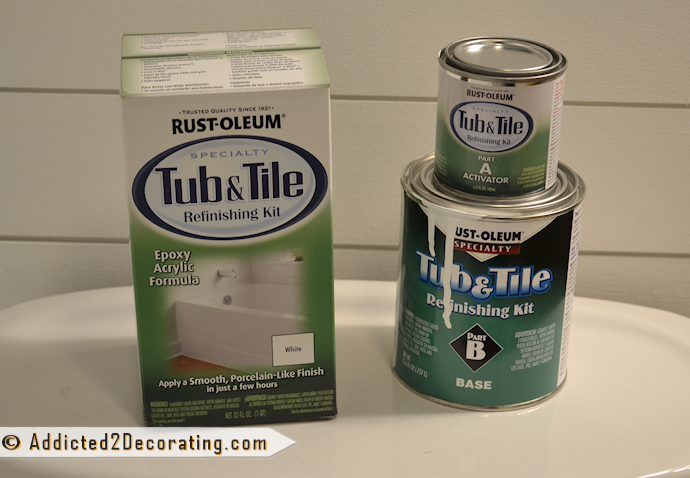 Bathtub paint from Rustoleum called Tub & Tile Refinishing Kit