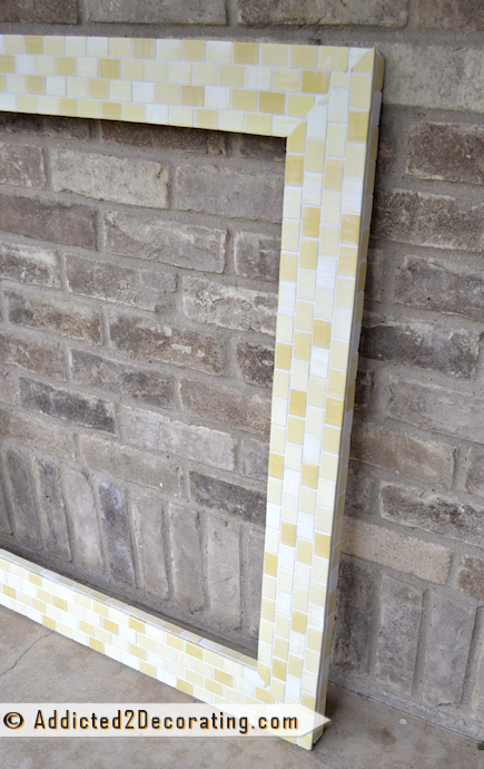 Make a mosaic tile frame with wood tiles