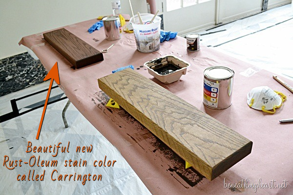 New Rust-Oleum stain color called Carrington - darkish medium true brown with the slightest hint of red
