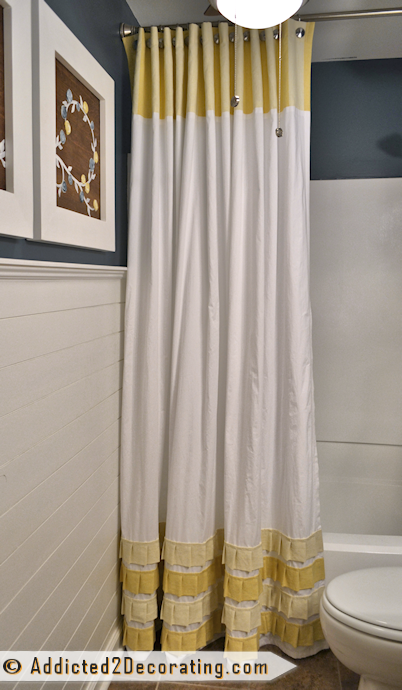 Make an extra long shower cutain with pleated ruffles - tutorial