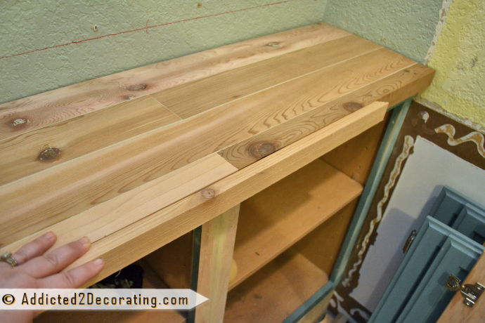 DIY Wood Countertop For Built-In Bookcase 10