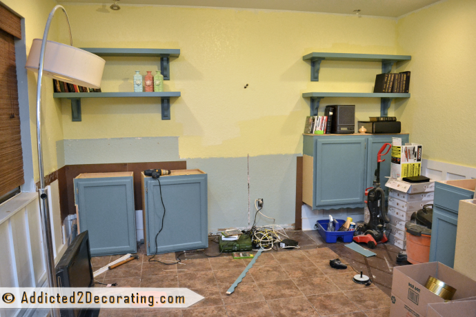 Living room makeover day 1 - built-in cabinets removed