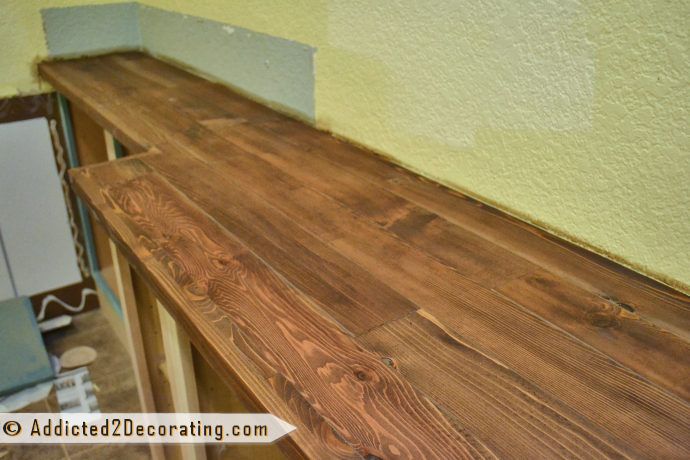 DIY Solid Wood Countertop made from cedar 2 by 4's