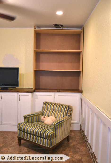 Basic DIY bookcase form on top of the built-in cabinet