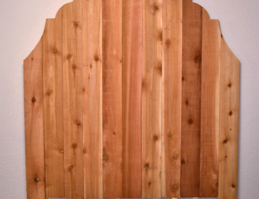 Very tall wood headboard made from cedar fence pickets for $25