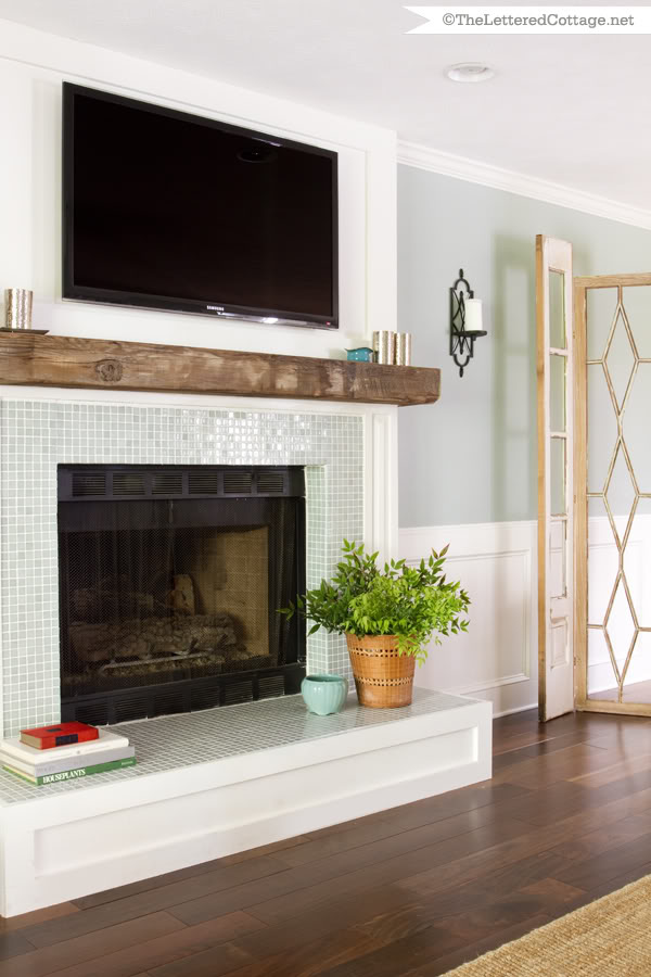 Fireplace makeover in HGTV room from The Lettered Cottage