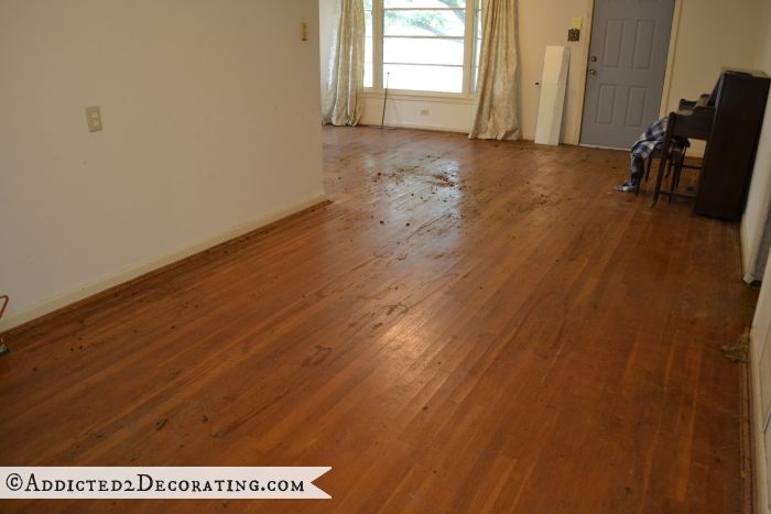 30-year-old carpet removed from original hardwood floors