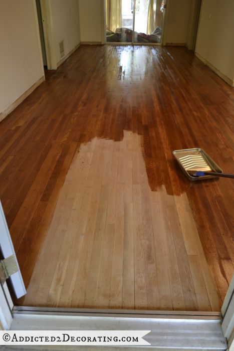 old red oak floor sanded and sealed with Waterlox
