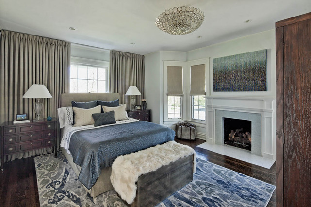 Headboard in front of window - room design by Buckingham Interiors + Design, via Houzz